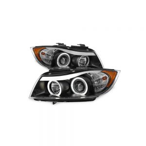 فیت 2006-2008 BMW E90 3-Series 4Door Black Halo LED Projector Eye LId Eye LId